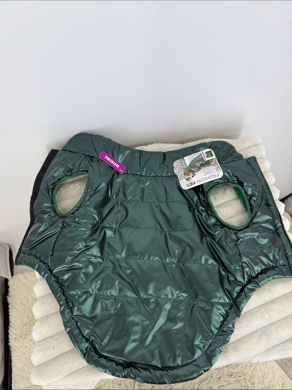 Reversible Fashion Pet Coat - Forest Green size medium nwt